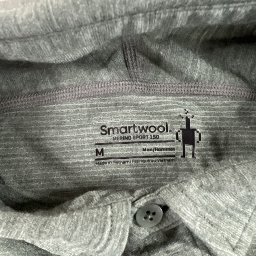 Smartwool Merino Wool Sport 150 Green Short Sleeve Button Down Shirt Mens Size M - Picture 3 of 7